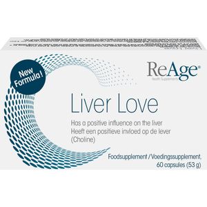 ReAge Liver Love - Detox Lever - Ondersteunt Reinigende Werking Lever - Goed voor de Lever - Mariadistel (Silymarine-extract) - N-Acetyl-L-Cysteine (NAC) - Asparagine - Choline - Methionine - Glutathion (60 capsules) - ReAge