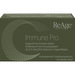 ReAge Immune Pro Weerstand en Afweer - Multivitamine en Mineralen - Immuunsysteem versterken - Hoog gedoseerde vegan Vit D3 - Vit C 1000mg - Echinacea - Hoge Dosering Vitamine A, C, D, E, Zink, Selenium, Koper, L-Glutathion - 100% Vegan - 60 capsules