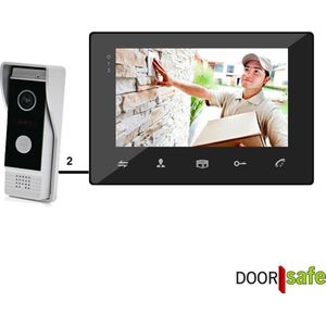 Doorsafe 7260 - camera deurbel met regenkap en intercom - 2 draads van deurbel naar 7 inch scherm - opslag beelden op 16Gb SD-kaart - deuropener aansluitbaar