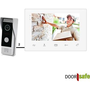 Doorsafe 7262 - camera deurbel met regenkap en intercom - 2 draads van deurbel naar 7 inch scherm - opslag beelden op 16Gb SD-kaart - deuropener aansluitbaar