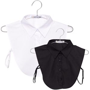 Lajetti - Set van 2 Losse Dames Kraagjes - Zwart en Wit Puntkraag Basic - 2 pack Blouse Kraagje