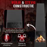 HEAT - Outdoor Living - Tuinhaard Oslo - Zwart Staal - Terrashaard met Houtopslag