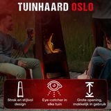 HEAT - Outdoor Living - Tuinhaard Oslo - Zwart Staal - Terrashaard met Houtopslag
