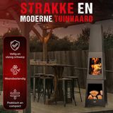 HEAT - Outdoor Living - Tuinhaard Oslo - Zwart Staal - Terrashaard met Houtopslag