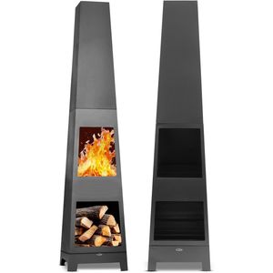 HEAT - Outdoor Living - Tuinhaard Oslo - Zwart Staal - Terrashaard met Houtopslag