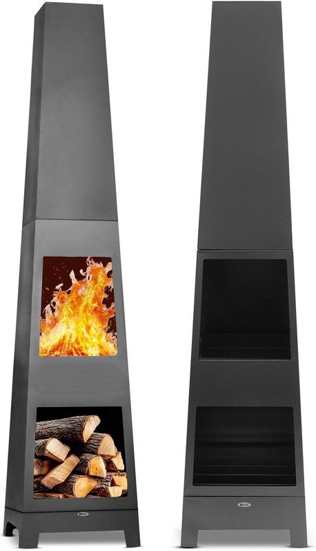 HEAT - Outdoor Living - Tuinhaard Oslo - Zwart Staal - Terrashaard met Houtopslag