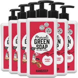 Marcel's Green Soap - Handzeep Argan en Oudh – zeepdispenser voor de handen – 100% milieuvriendelijk – 100% veganistisch – 97% biologisch afbreekbaar – 500 ml – 6 verpakkingen