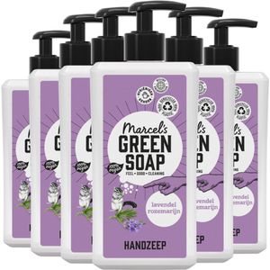 Marcel's Green Soap - Handzeep lavendel en rozemarijn - zeepdispenser voor de handen - 100% milieuvriendelijk - 100% veganistisch - 97% biologisch afbreekbaar - 500 ml - 6 verpakkingen