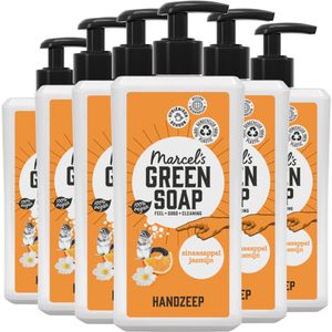 Marcel's Green Soap - Oranje en jasmijn handzeep - Handzeepdispenser - 100% milieuvriendelijk - 100% veganistisch - 97% biologisch afbreekbaar - 500 ml - 6 verpakkingen