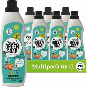 Marcel's Green Soap - Wasmiddel Kleur - Perzik & Jasmijn - 6x 1 Liter