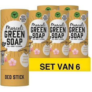 Marcel's Green Soap - Deodorant Stick - Vanille en Kersenbloesem - 6 Sticks - 240 Gram