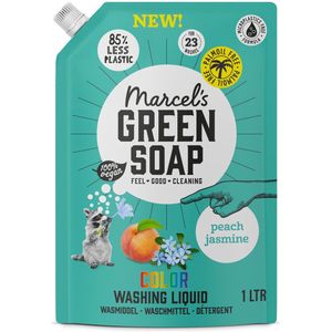 Marcel's Green Soap Wasmiddel Kleur Navul Perzik & Jasmijn 23 Wasbeurten 1 liter