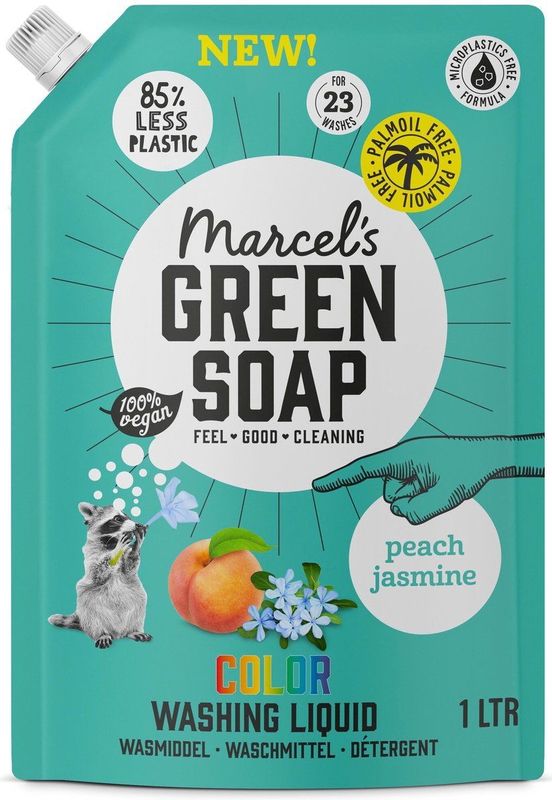 Marcel's Green Soap Wasmiddel Kleur Navul Perzik & Jasmijn 23 Wasbeurten 1 liter