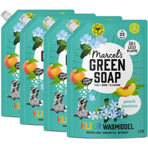 Marcel's Green Soap - Wasmiddel Refill - Perzik & Jasmijn - Inhoud 1L - 4 Navullingen