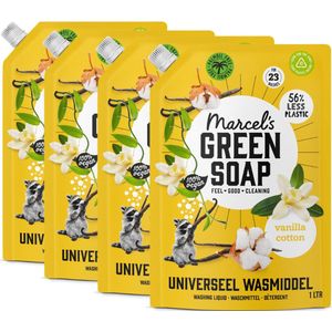 Marcel's Green Soap - Wasmiddel Refill - Vanille & Katoen - 1L - 4 Navullingen