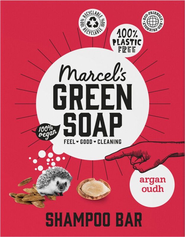Marcel's Green Soap - Shampoo Bar - Argan & Oudh - Plasticvrij - 97% Biologisch Afbreekbaar