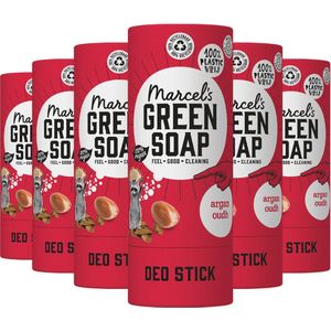 6x Marcel's Green Soap Deodorant Stick Argan & Oudh 40 gram