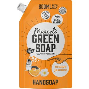 Marcel's Green Soap - Navulverpakking voor handzeep Orange & Jasmijn - Navulverpakking voor dispenser - 100% milieuvriendelijk - 100% veganistisch - 97% biologisch afbreekbaar - 500 ml handzeep