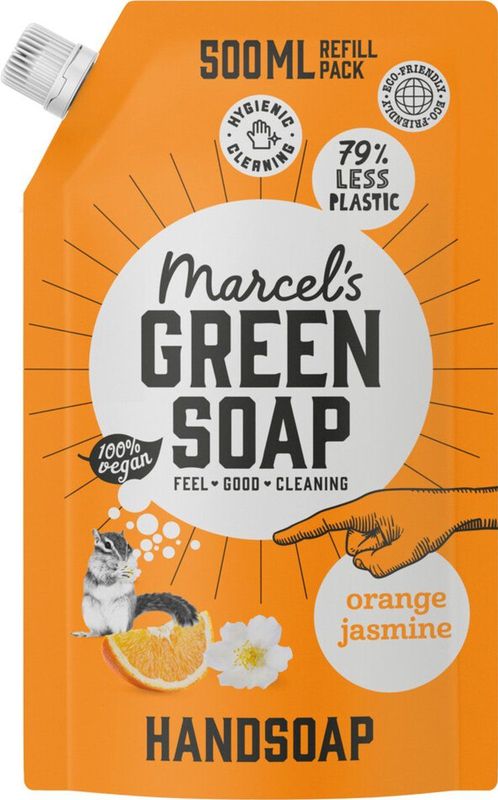 Marcel's Green Soap - Handzeep - Sinaasappel & Jasmijn - Navulling 500 ml