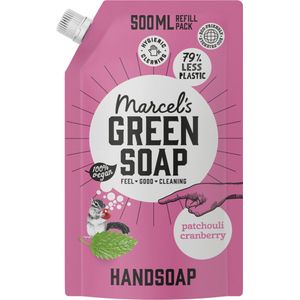 Marcel's Green Soap - Navulverpakking voor handzeep Patchouli en cranberry - 100% milieuvriendelijk - 100% veganistisch - 97% biologisch afbreekbaar - 500 ml