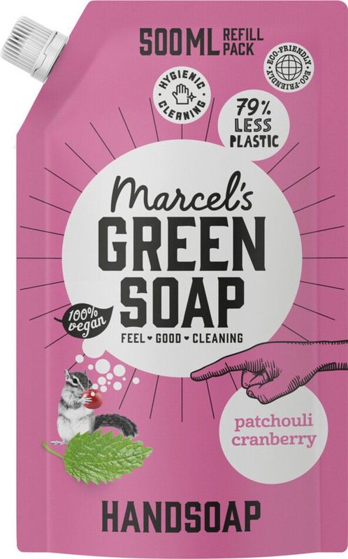 Marcel's Green Soap Handzeep Patchouli & Cranberry Navul Stazak 500 ml