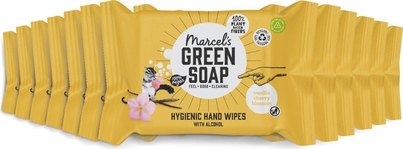Marcel's Green Soap - Hand Doekjes - Vanille en Kersenbloesem - 15 Stuks