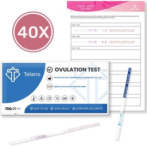 Telano Ovulatietest Dipstick Gevoelig 40 testen - Gratis Zwangerschapstest strip - Ovulatiekalender