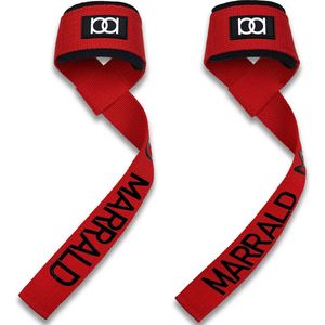 Marrald Lifting Straps - set van 2 - Padded - Anti Slip - fitness cross fit deadlift grip - Rood