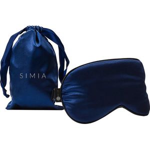 SIMIA™ Premium Zijden Slaapmasker + Opbergzakje - 100% Verduisterend Oogmasker - Verstelbaar - Blinddoek - Zijdezacht - Anti-Rimpel - Cadeau Tip - Marine Blauw