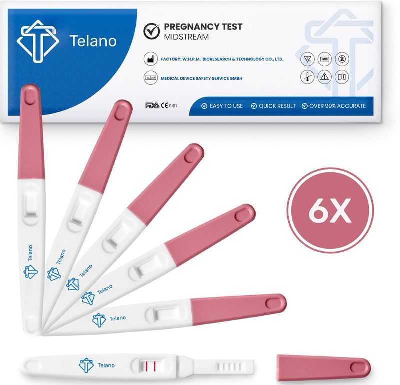 Telano Zwangerschapstest Midstream Extra Vroeg 6 stuks - Extra Gevoelig Zwangerschapstesten