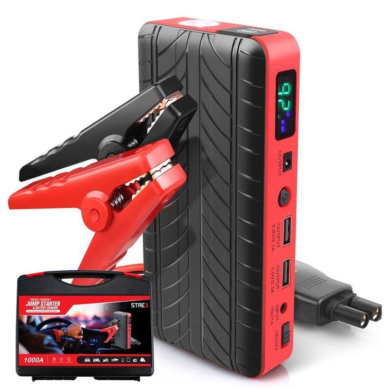 Strex - Jumpstarter - 12V - 1000A - 18000 mAh - 4-in-1 met Powerbank en LED Zaklamp