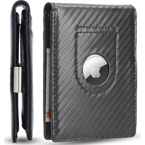 ONYX® Pasjeshouder wallet - Geschikt voor Apple AirTag - Heren Portemonnee - 11 Pasjes + Briefgeld - Carbon Leer - RFID Veilig - Zwart