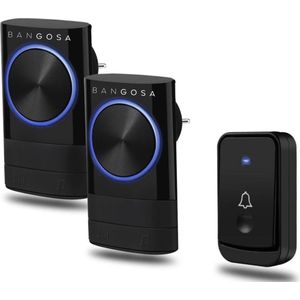 Bangosa Draadloze deurbel met 2 ontvanger inclusief stopcontact - Ontvangers zonder batterijen - Waterdicht - Zwart