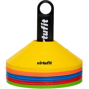 VirtuFit Trainingshoedjes - Pionnen - 50 Stuks - Voetbal - Markeerschijven - Inclusief Tas en houder