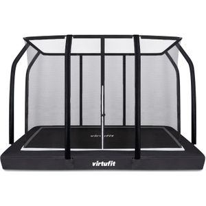 VirtuFit Premium Inground Trampoline met Veiligheidsnet - Rechthoekige trampoline - 183 x 274 cm - max 150 kg - Water- en UV-bestendig - Veiligheidsnet van 200 cm - 2 jaar garantie - Sterk frame - Zwart