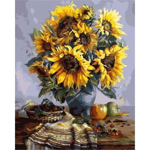 Delki® Diamond Painting Volwassenen Zonnebloemen - 40 kleuren - Vierkant - 30x40cm