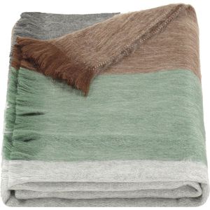 Alpaca Loca Écharped/châle rayé marron/menthe/gris – laine d'alpaga, multicolore, taille unique
