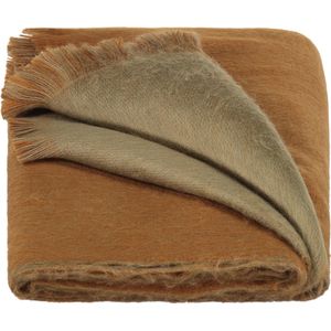 Alpaca Loca Camel & Cigar Brown dubbele sjaal - alpacawol, bruin, één maat, Bruin