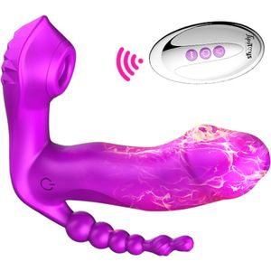TipsToys Draagbare Vibrator - Zuigfunctie Dildo's Vrouwen Clitoris Gspot SexToys Paars