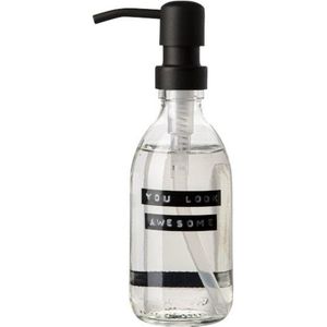 Wellmark Handzeep helder glas zwarte pomp 250ml tekst YOU LOOK AWESOME Zwart label 8719325913644