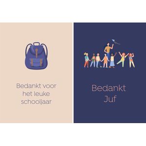 Fabrique a la Carte Wenskaarten Set - Bedankt Juf - Bedankt voor het leuke Schooljaar - 14 Stuks