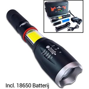 Zaklamp LED Oplaadbaar 1000 Lumen 18650 batterij | Professioneel Militaire led zaklamp + USB Oplader + Fietshouder | King Mungo KM-F16