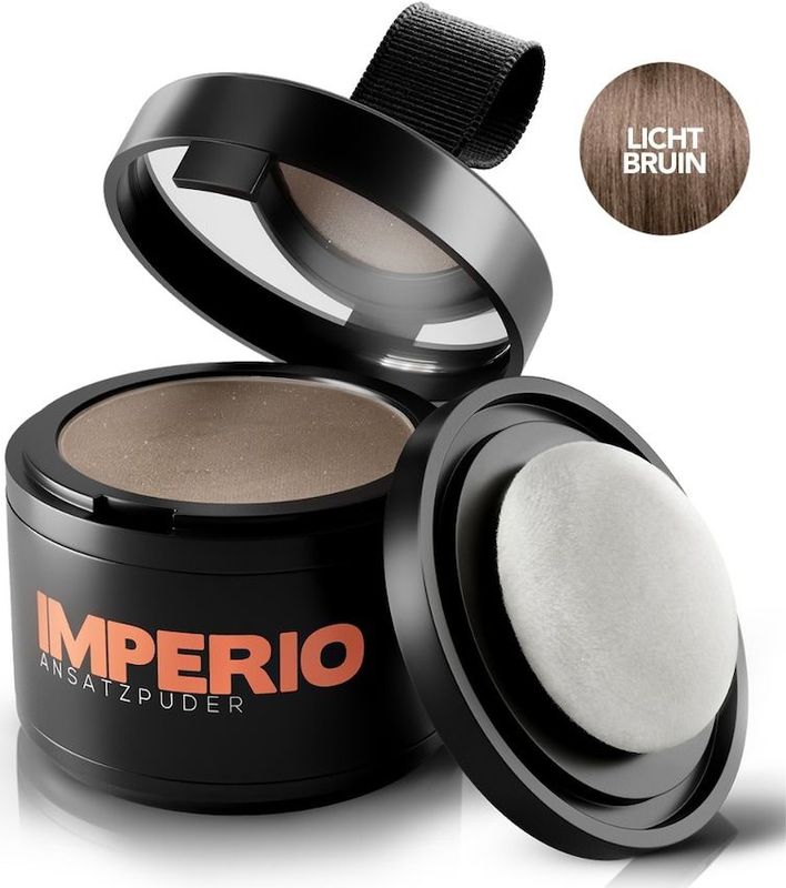 IMPERIO Uitgroei Poeder - Haarpoeder voor Haarverdichting voor Vrouwen en Mannen, Waterdicht Haar Make Up om Haaruitgroei te Verbergen - 4g (lichtbruin)