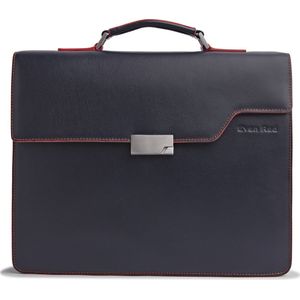 Evan Red Amsterdam Briefcase - Laptoptas - Navy Blauw - Leer