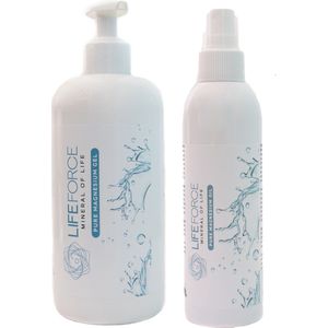 Bundel Recovery Plus | Lifeforce Magnesium Gel (500 ml) en Lifeforce Magnesium olie - Magnesiumspray (200 ml) | Puur Zechstein| Magnesium gel/olie voor spieren en gewrichten