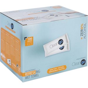 Clean Go - luxe vochtige verfrissingsdoekjes zonder alcohol - ongeparfumeerd - 100 stuks