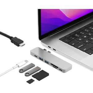 USB-C hub geschikt voor Macbook Air/Pro (2016-2022) (Silver)