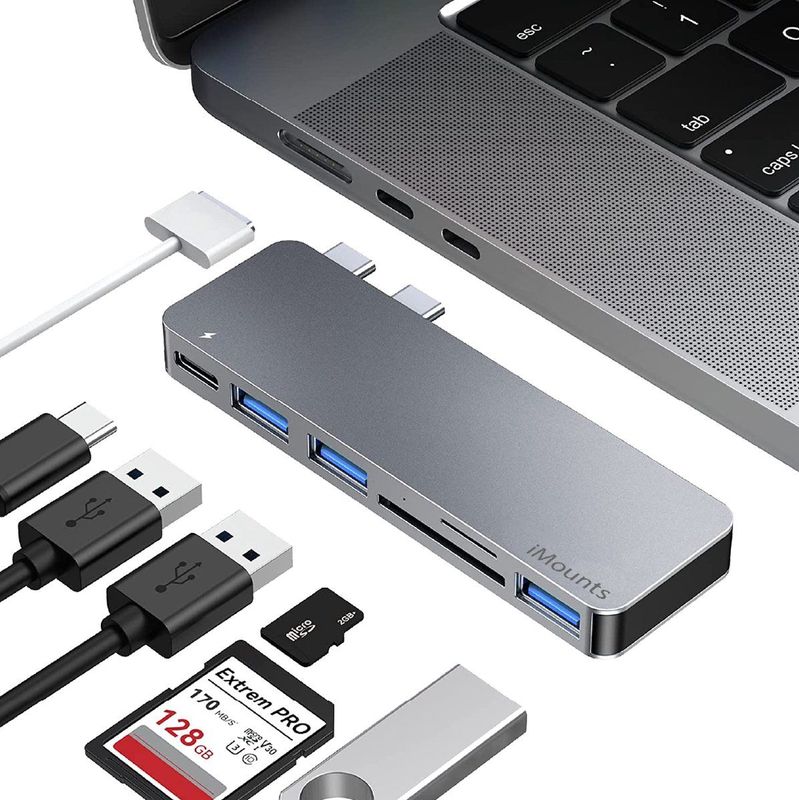 iMounts - Macbook Air/Pro USB-C Hub - USB3.0 - SD Reader - Space Gray