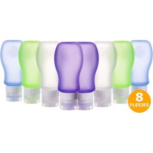 TravelGuru - Navulbare Silicone Reisflesjes - 8 stuks - 100 ml - Reisflesjes handbagage & vliegtuig - Reis Flacons Navulbaar