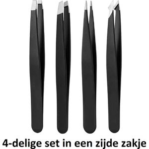Tweezer - 4 delig - Epileer set - Pincetten - Rvs